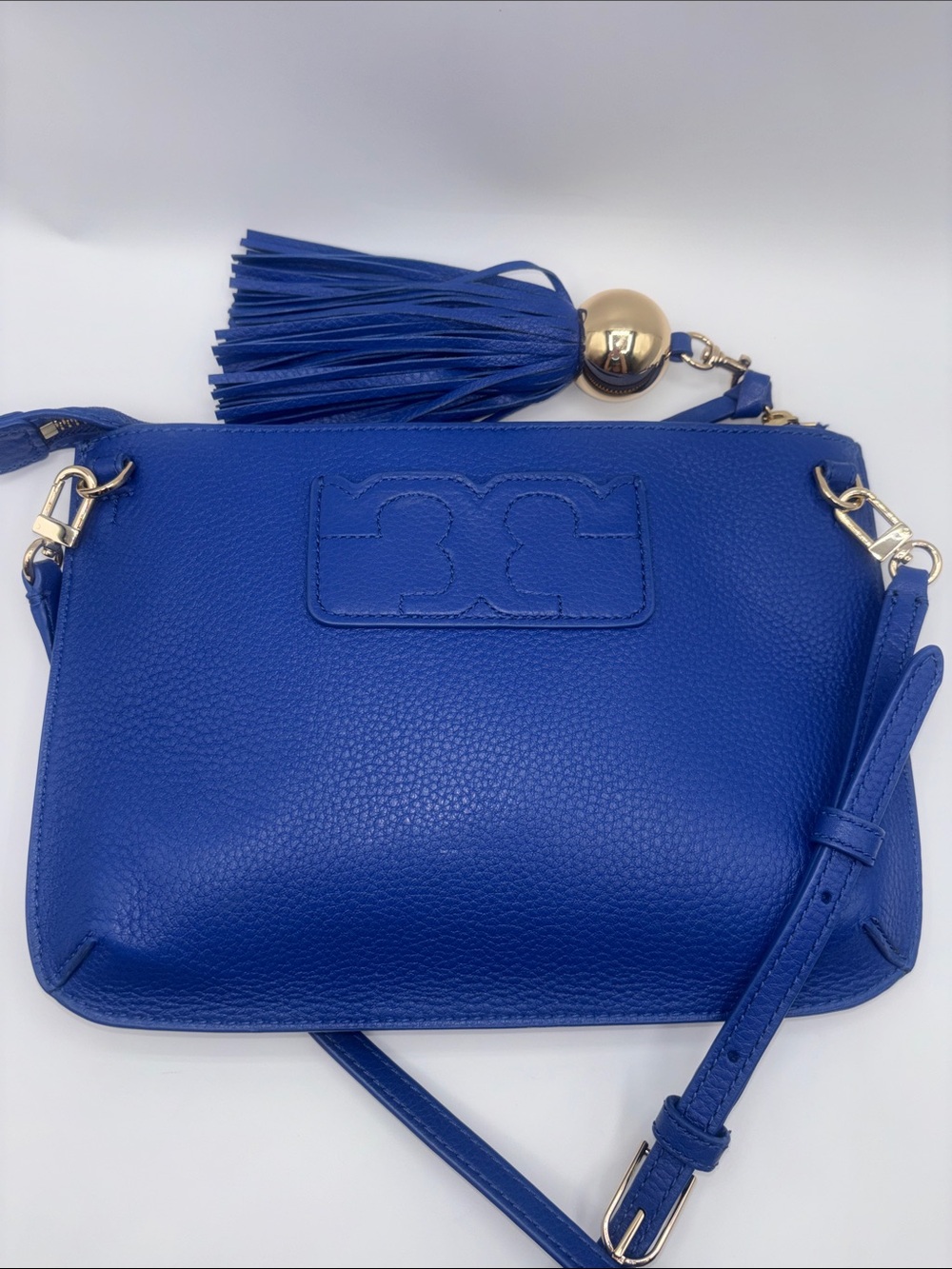 Tory Burch Royal Blue Leather Crossbody with Tassel Charm - Picture 5 of 10